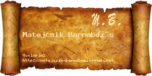 Matejcsik Barnabás névjegykártya